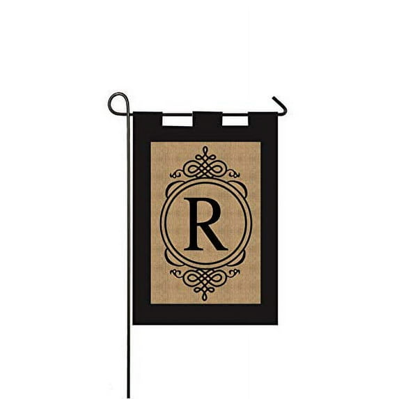 Evergreen Flag Monogram R Burlap Double Sided Garden Flag 18" x 12.5"