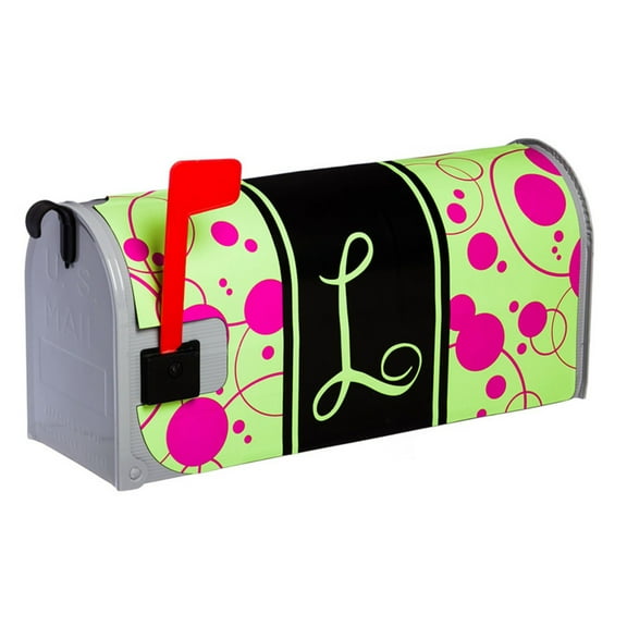 Evergreen Flag Polka Dot Monogram Magnetic Mailbox Cover