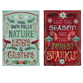 Evergreen Flag,Santa's Forest of Wonder Reversible Burlap Garden Flag,12.5x0.2x18 Inches