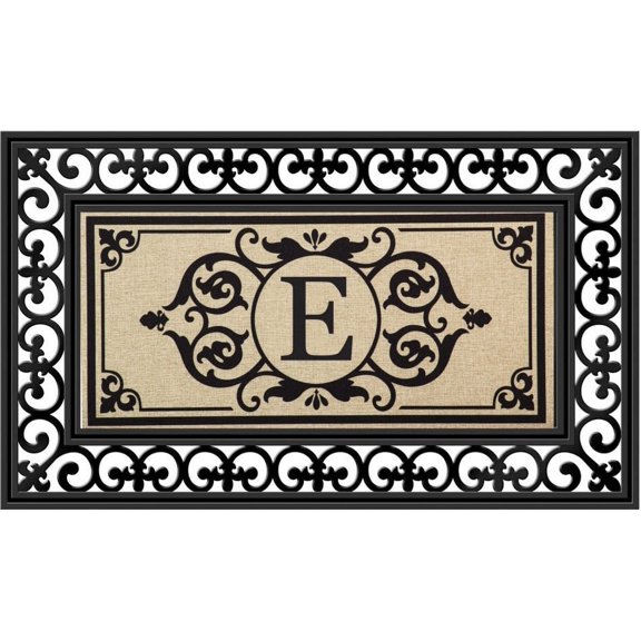 Evergreen Flag Seasonal Sassafras Interchangeable Mat and Tray Cambridge Monogram Burlap , Letter E