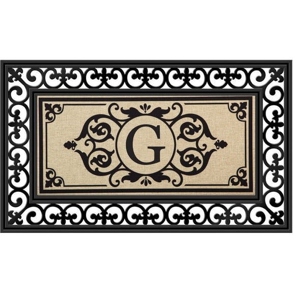 Evergreen Flag Seasonal Sassafras Interchangeable Mat and Tray Cambridge Monogram Burlap , Letter G