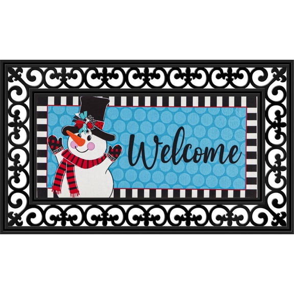 Evergreen Flag Seasonal Sassafras Interchangeable Mat and Tray Patterned Snowman