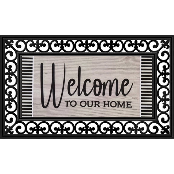 Evergreen Flag Seasonal Sassafras Interchangeable Mat and Tray Wood Grain Welcome
