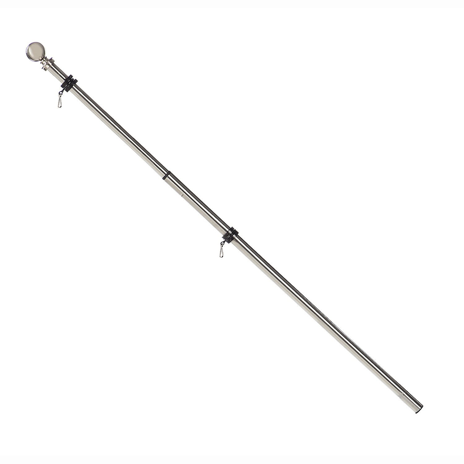 Silver Stainless Steel Extendable House Flag Pole with Clips
