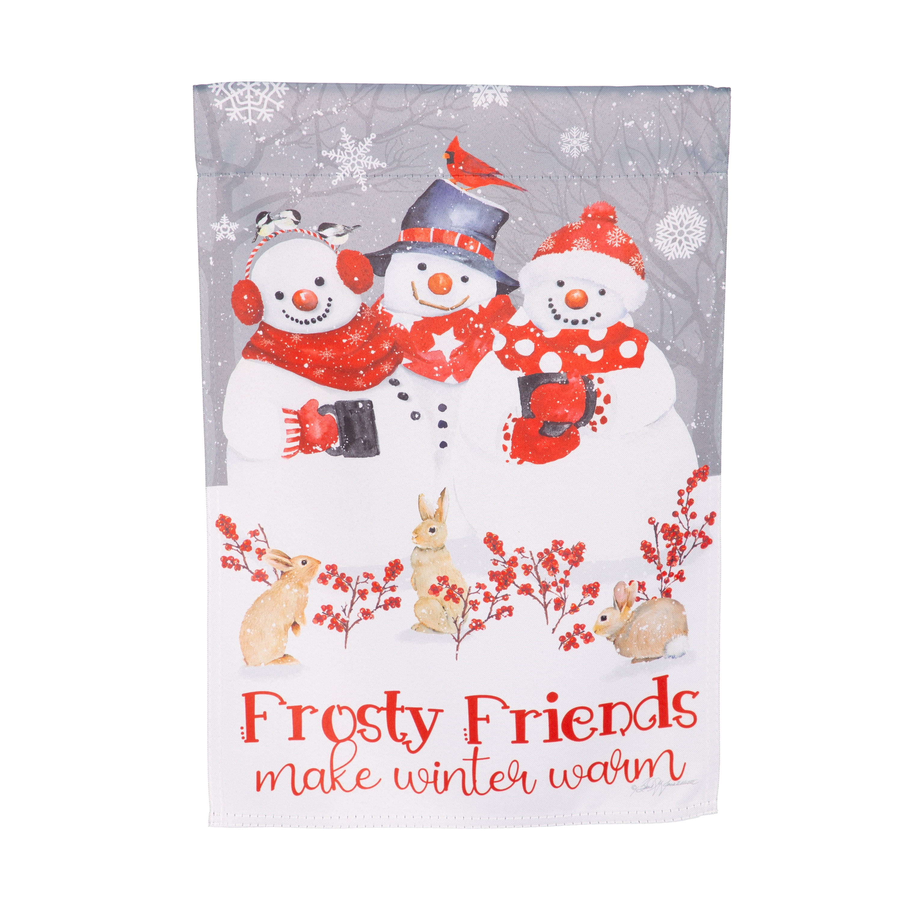 Frosty Friends Suede Garden Flag with Snowmen Design