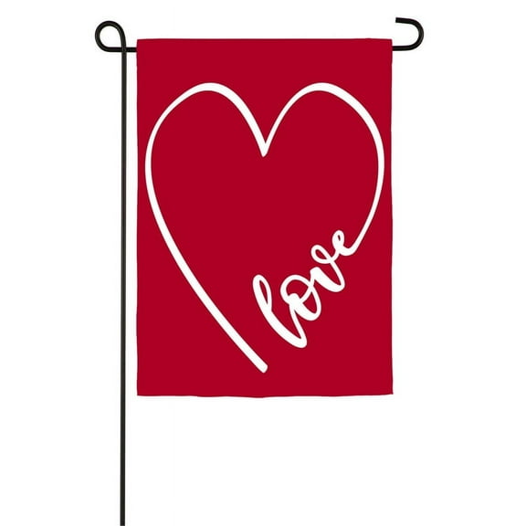 Evergreen Flag, Velvet Love Heart Garden Applique Flag, 18'' x 0.25'' inches