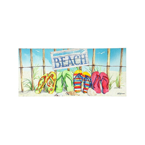 Evergreen Flip Flops in the Sand Sassafras Indoor Outdoor Switch Doormat 1'10"x10" Multicolored