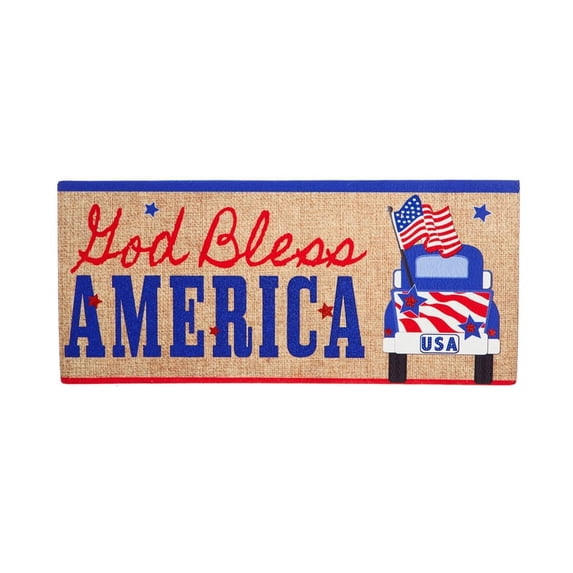 Evergreen Floor Mat & Doormat, Brown/Blue, 10 In X 22 In
