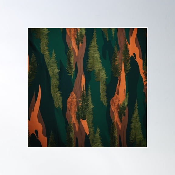 Evergreen Flow – Minimalist Forest Tree Abstract Poster Wall Art, Modern Wall Decor, 30x30 UNFRAMED