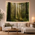 thumbnail image 1 of Evergreen Forest with Golden Sunbeams, Serene Digital Art for Nature Lovers, Woodland Home Decor, Housewarming Gift, Tapestry Wall Hanging for Bedroom and Living Room, 1 of 7