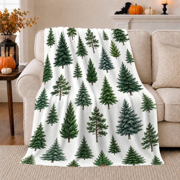 Evergreen Forest Pumpkin Patch autumn celebration, Rustic Botanical Portrait, Warm Flannel Blanket for Cabin and Lodge, Garden Lovers Thanksgiving Gift, Rustic Home Decor