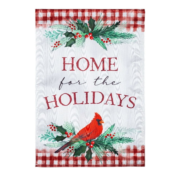 Evergreen Garden Flag Holiday Cardinal Moire Double Sided Indoor Outdoor Decor 18" x 12.5"