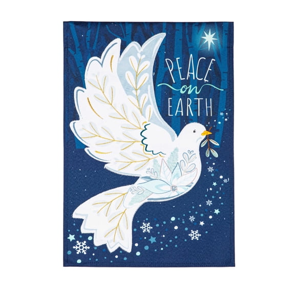 Evergreen Garden Flag Peace on Earth Dove Linen Double Sided Indoor Outdoor Decor 18" x 12.5"