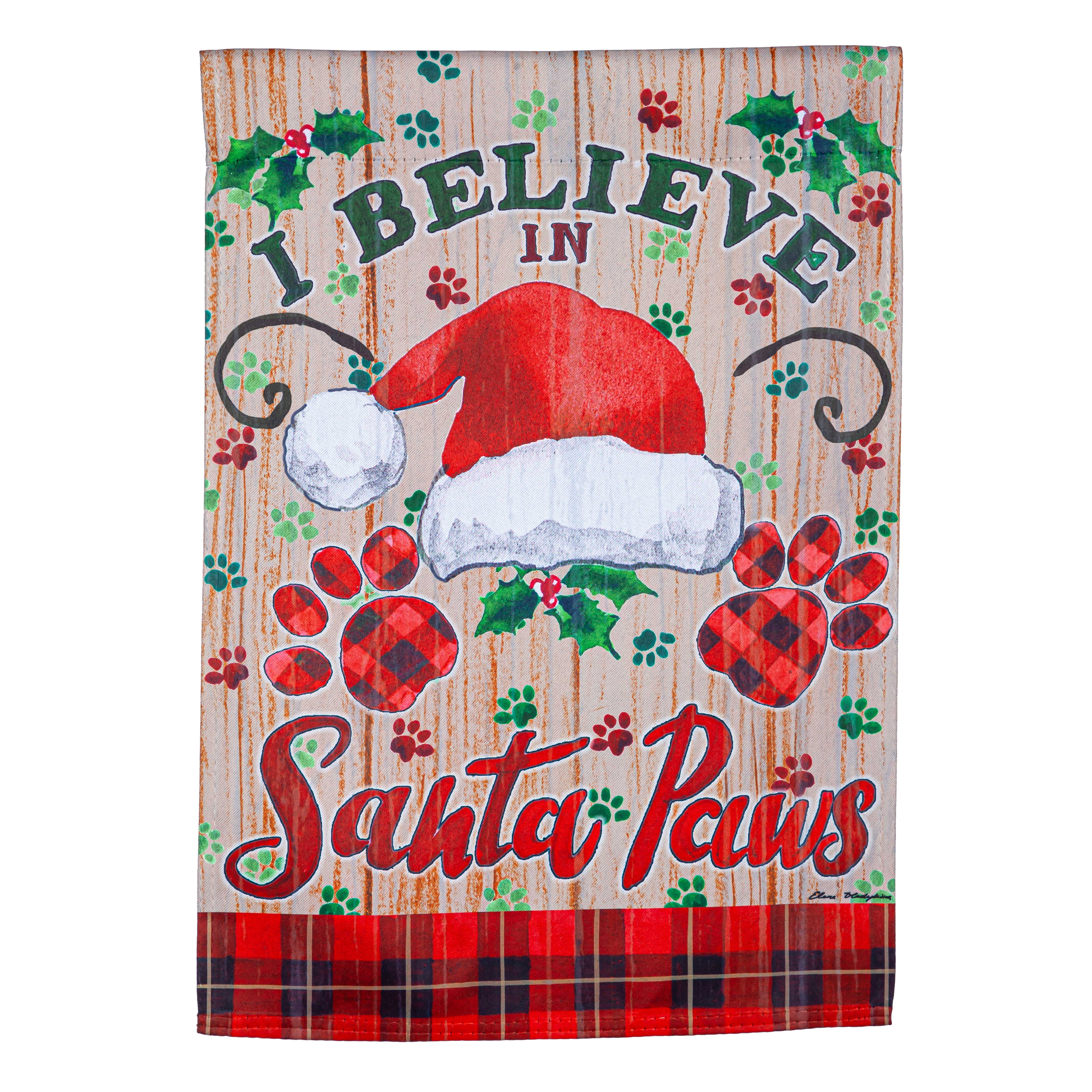 Santa Paws Suede Double Sided Christmas Garden Flag