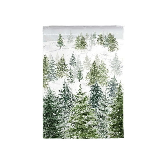 Evergreen Garden Flag Snowy Forrest Lustre Double Sided Indoor Outdoor Decor 18" x 12.5"