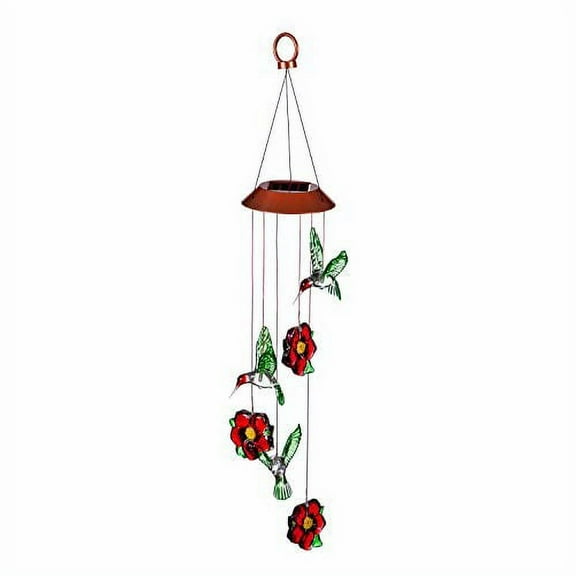 Evergreen Garden Hummingbird and Flower Color Changing Solar Mobile