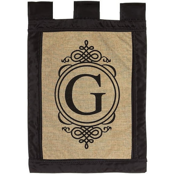 Evergreen Garden Sub Burlap Monogram G Flag