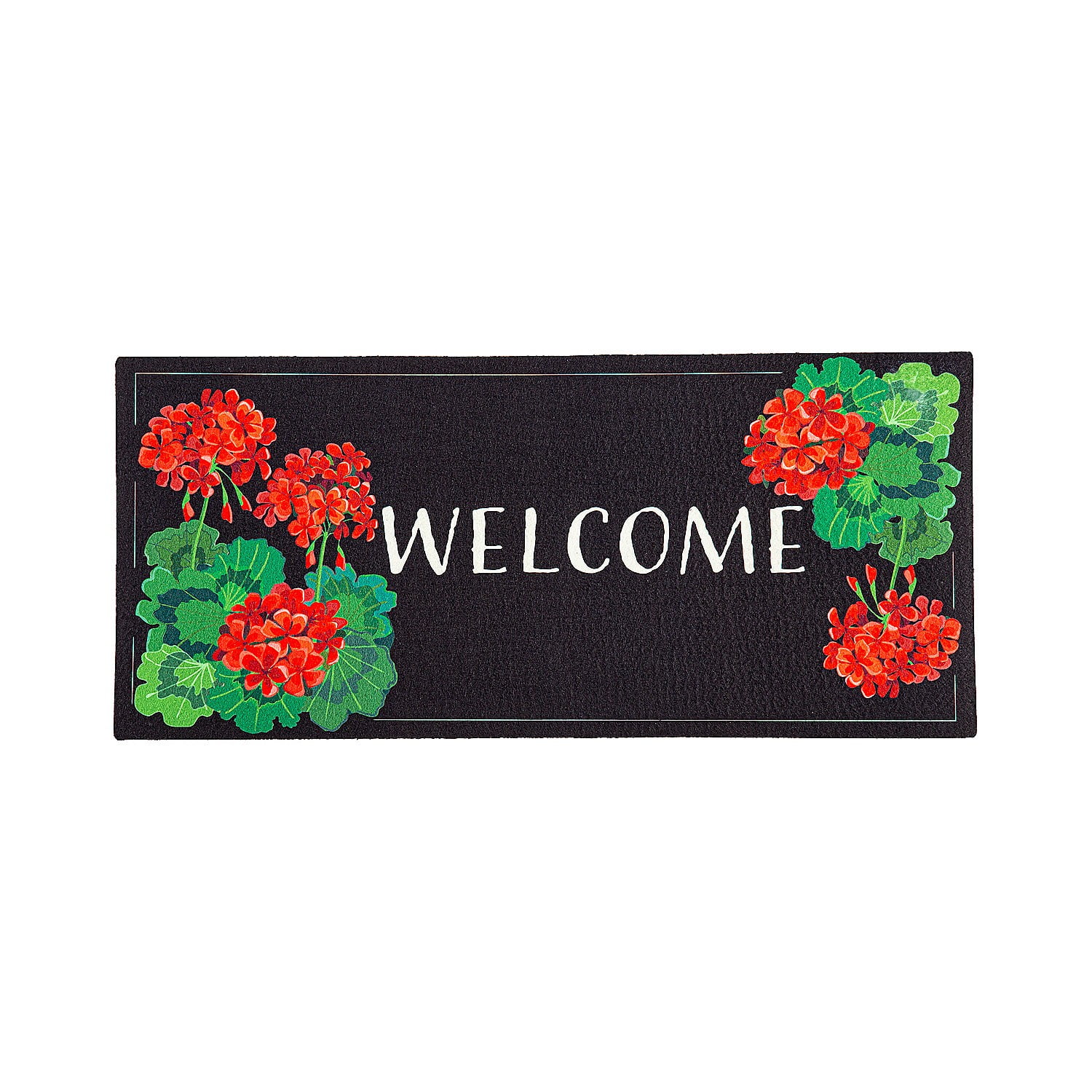 Multicolored Geranium Welcome Outdoor Rubber Doormat