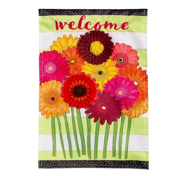 Evergreen Gerbera Daisies Bouquet Applique Garden Flag 12 x 18 Inches Indoor Outdoor Decor