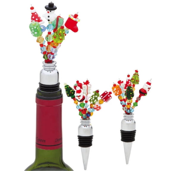 Evergreen Glass Beaded Winestopper 3 Asst