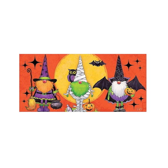 Evergreen Gnomes in Costume Sassafras Indoor Outdoor Switch Doormat 10"x1'10" Multicolored