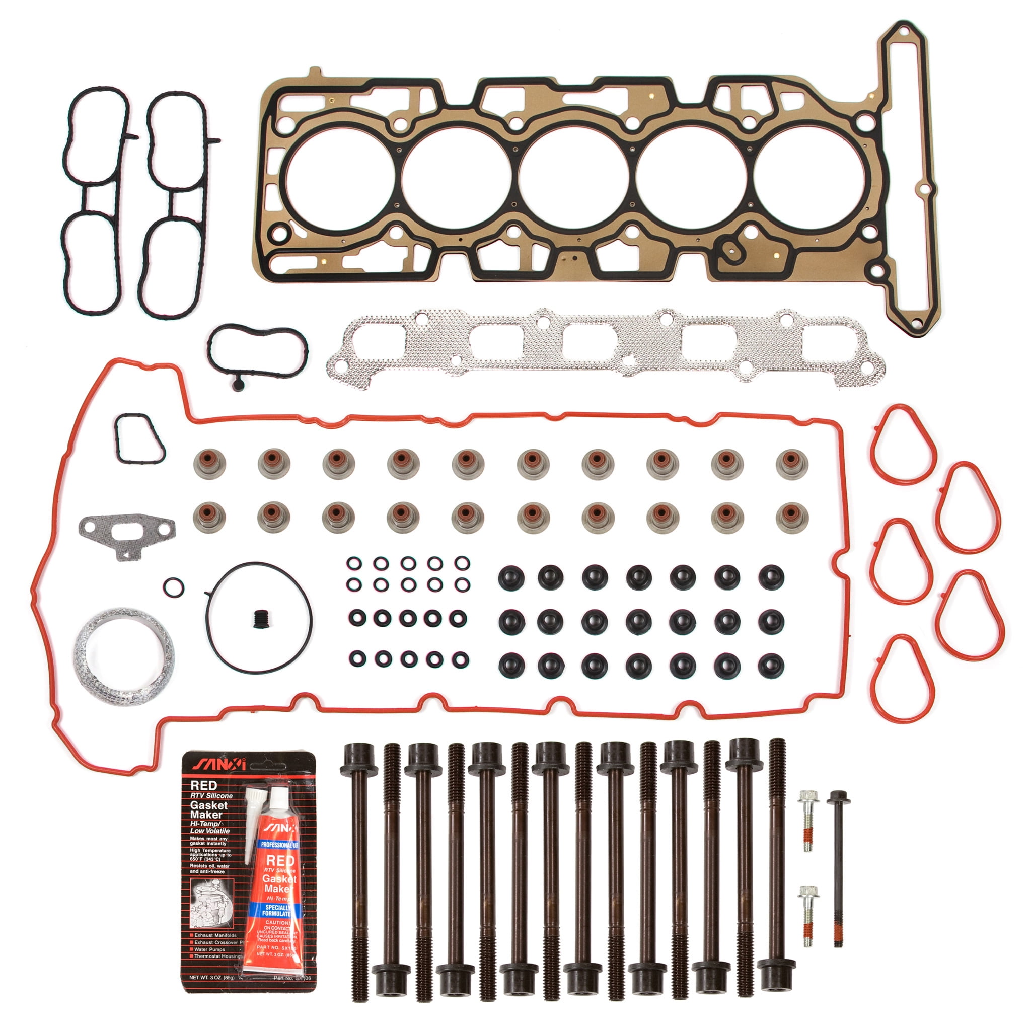 Evergreen HSHB8-10437 Head Gasket Set Head Bolts Fit 07-12 Chevrolet Colorado GMC Hummer H3 Isuzu 3.7 DOHC