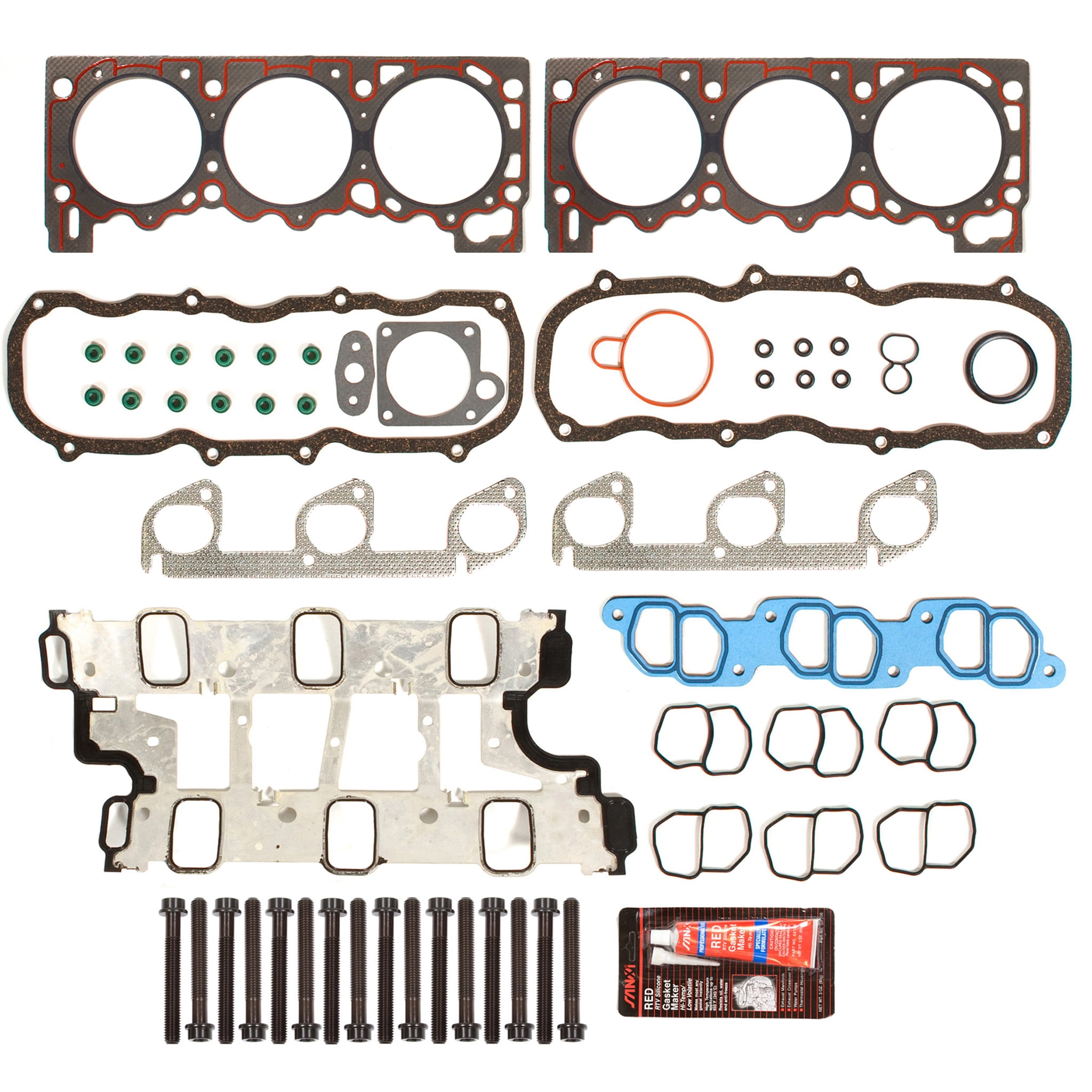 Evergreen HSHB8-20301 Head Gasket Set Head Bolts Fit 97-00 Ford Explorer Ranger Aerostar Mazda 4.0 VIN X