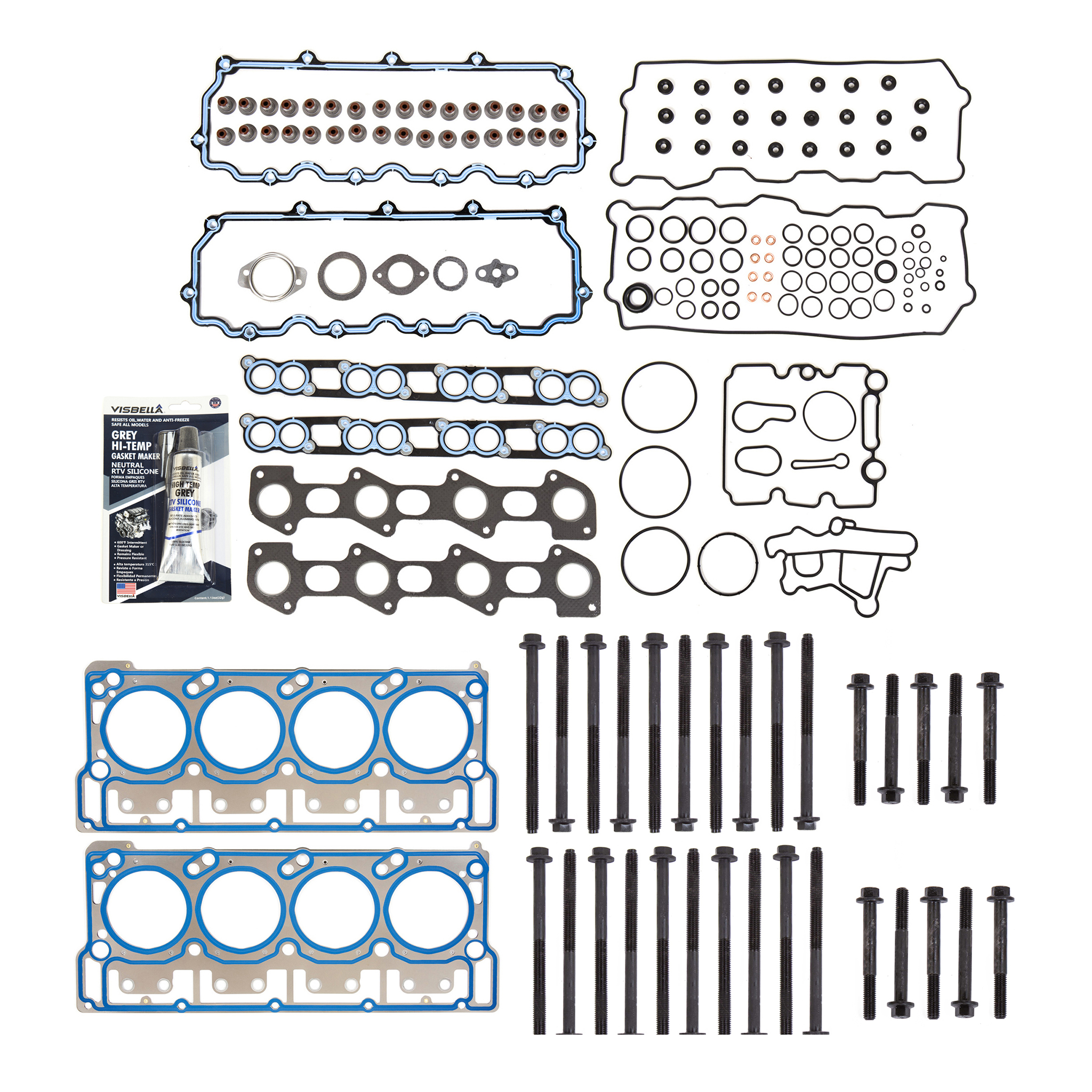Evergreen HSHB8-20760-18 Head Gasket Bolts Set w/ 18mm Dowels Fit 03-10 Ford 6.0 E350 F250 DIESEL TURBO