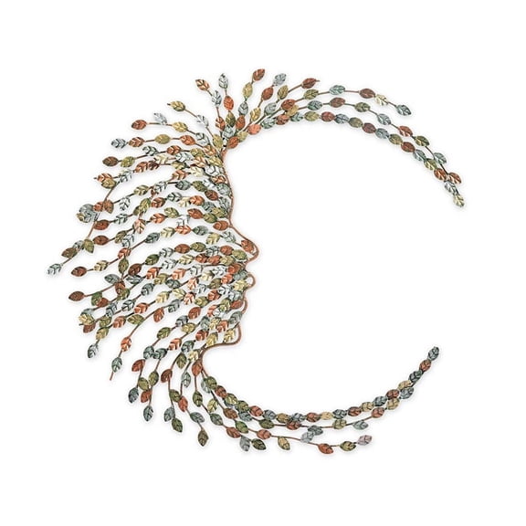 Evergreen Handcrafted Metal Multi-Colored Willow Branch Moon Face Wall Art