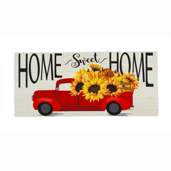 Evergreen Harvest Red Truck Sassafras Indoor Outdoor Switch Doormat 1'10"x10" Off-White