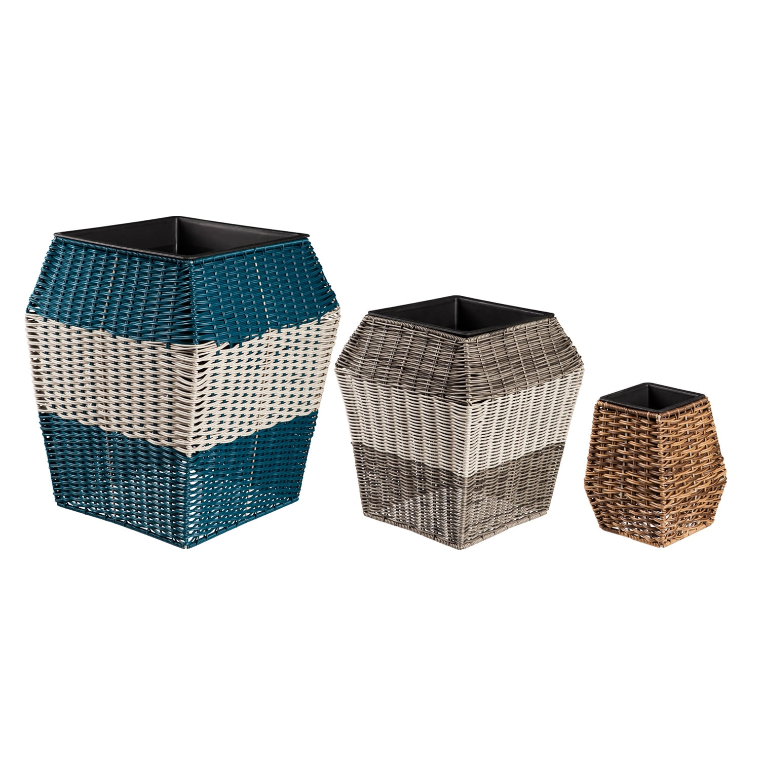 Multicolor Resin Wicker Indoor/Outdoor Planter Set of 3