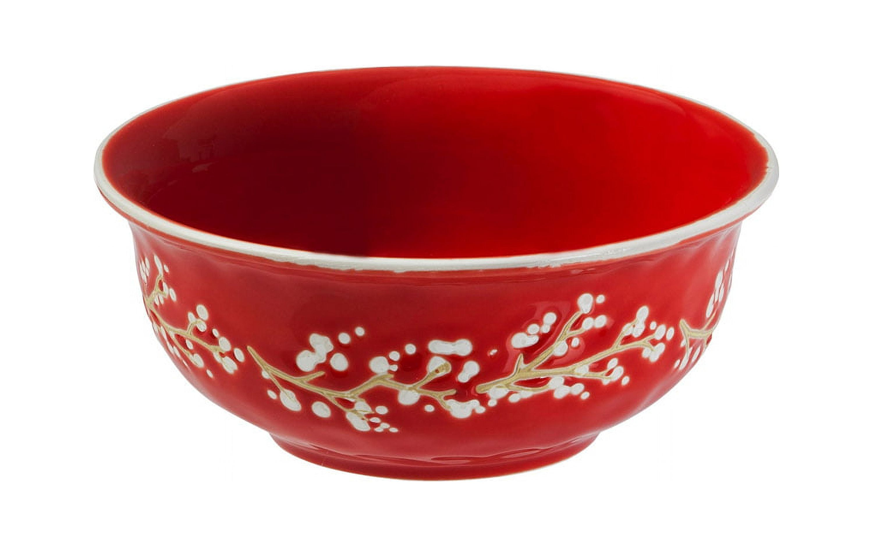 Evergreen Holiday Farmhouse Ceramic Bowl