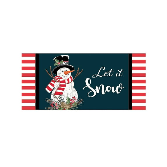 Evergreen Holly Snowman Sassafras Indoor Outdoor Switch Doormat 1'10"x10" Multicolored