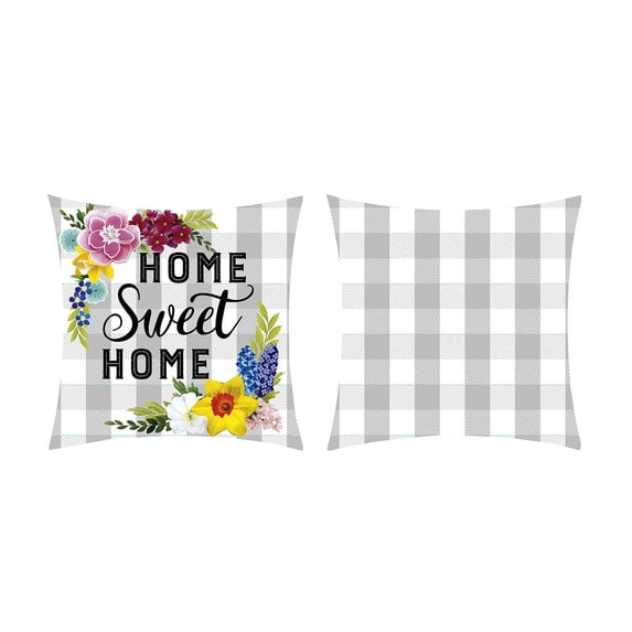 Home Sweet Home Plaid Interchangeable Pillow Cover