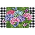 thumbnail image 1 of Evergreen Hydrangea Checks Embossed Indoor Outdoor Doormat 18 x 30 Green, 1 of 4