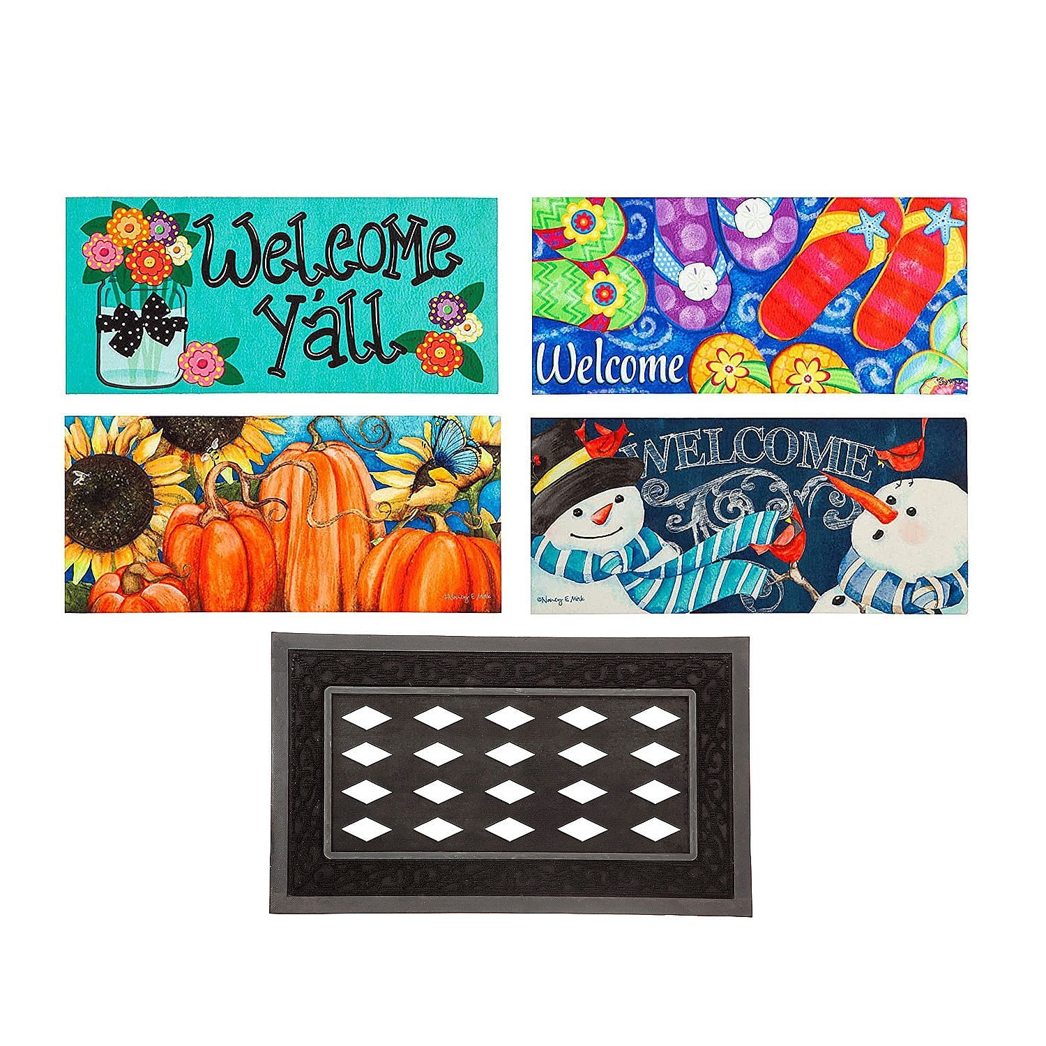 Seasonal Sassafras Decorative Rubber Outdoor Doormat Set