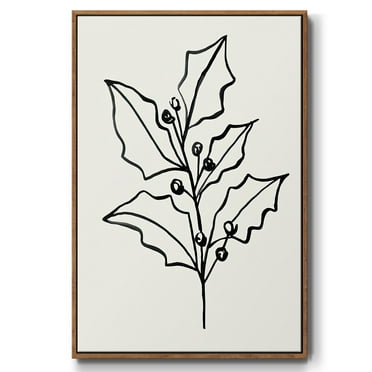 Evergreen Ink I - Framed Gallery Wrapped Holiday Canvas - 17 x 25 - Rosewood Frame