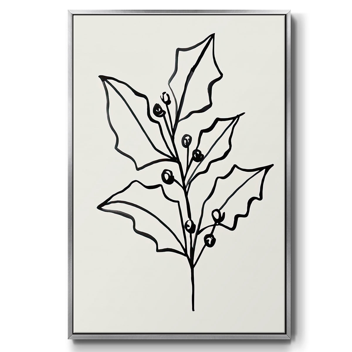 Evergreen Ink I - Framed Gallery Wrapped Holiday Canvas - 17 x 25 - Silver Frame