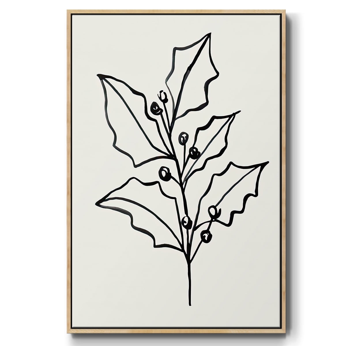 Evergreen Ink I - Framed Gallery Wrapped Holiday Canvas - 25 x 37 - Natural Wood Frame