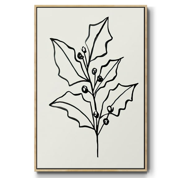 Evergreen Ink I - Framed Gallery Wrapped Holiday Canvas - 25 x 37 - Natural Wood Frame