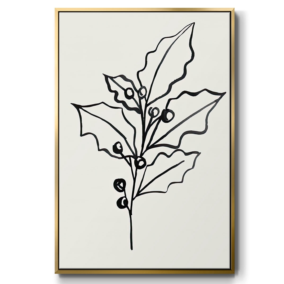 Evergreen Ink II - Framed Gallery Wrapped Holiday Canvas - 17 x 25 - Gold Frame