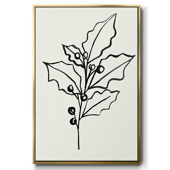 Evergreen Ink II - Framed Gallery Wrapped Holiday Canvas - 17 x 25 - Gold Frame