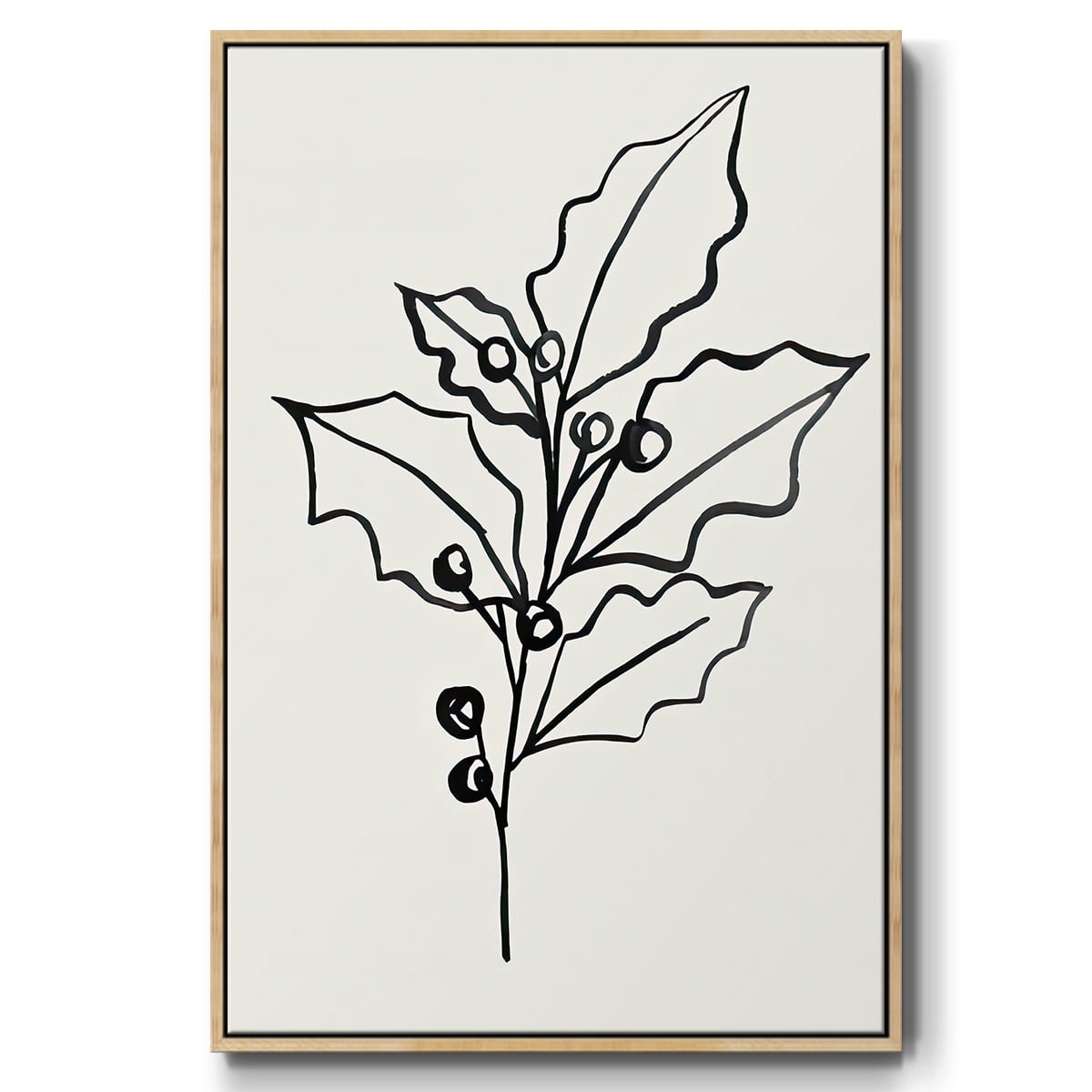 Evergreen Ink II - Framed Gallery Wrapped Holiday Canvas - 17 x 25 - Natural Wood Frame