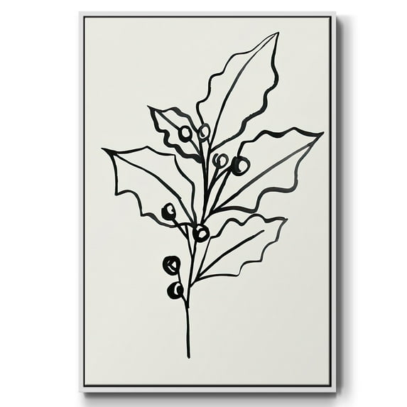 Evergreen Ink II - Framed Gallery Wrapped Holiday Canvas - 17 x 25 - White Frame