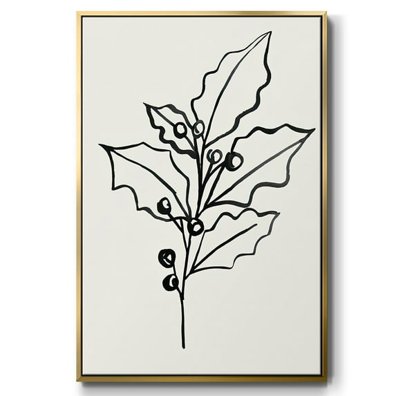 Evergreen Ink II - Framed Gallery Wrapped Holiday Canvas - 25 x 37 - Gold Frame
