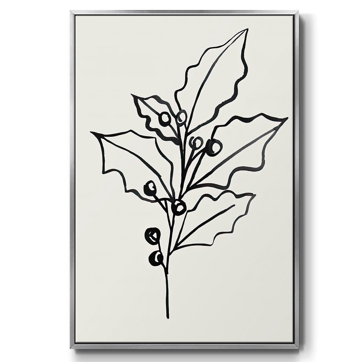 Evergreen Ink II - Framed Gallery Wrapped Holiday Canvas - 25 x 37 - Silver Frame