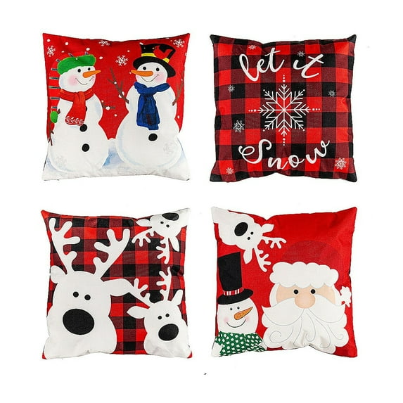 Evergreen Interchangeable Pillow Cover Set of 4, Let It Snow