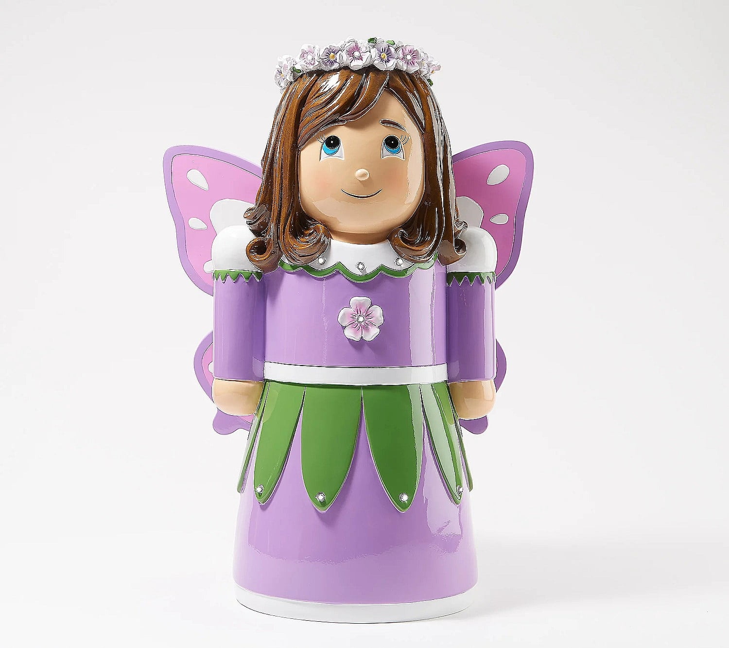 Purple and Green Resin Fairy Garden Statue with LED Light