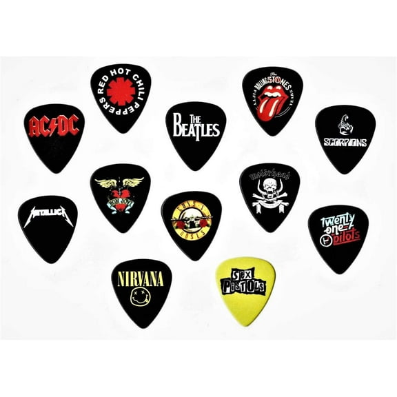 Evergreen Legendary Bands Guitar Picks, Medium Thickness, 12 Pieces