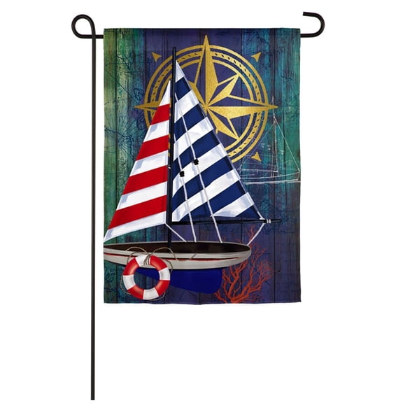 Evergreen Linen Garden Flag - Nautical Collage, Size - 12.5 x 18 Inches, Outdoor Seasonal Holiday Yard Decorative Flag